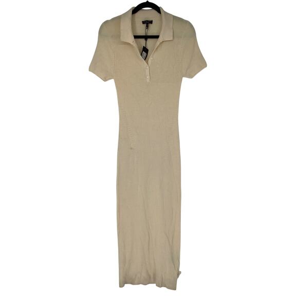Rag & Bone Women's Medium Ivory Amy Ribbed Knit Polo Dress Short Sleeve K8-9 - Picture 3 of 11